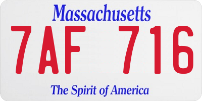 MA license plate 7AF716
