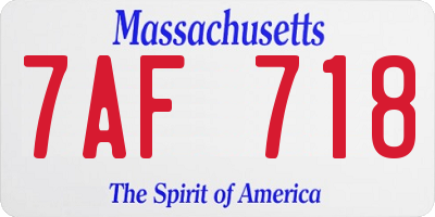MA license plate 7AF718