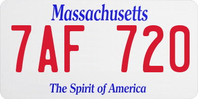 MA license plate 7AF720
