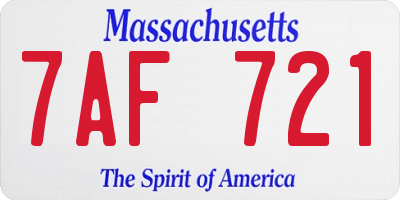 MA license plate 7AF721
