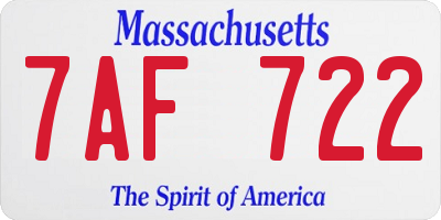MA license plate 7AF722