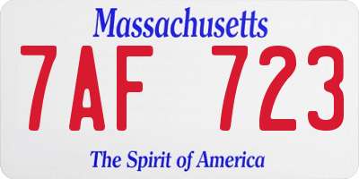 MA license plate 7AF723