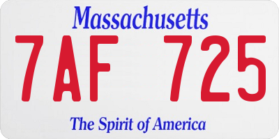 MA license plate 7AF725