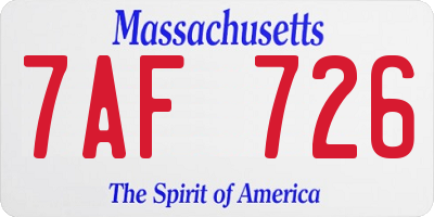 MA license plate 7AF726