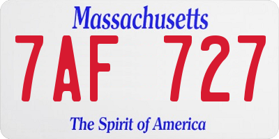 MA license plate 7AF727