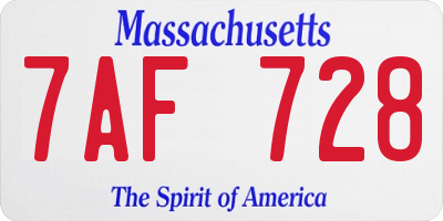 MA license plate 7AF728