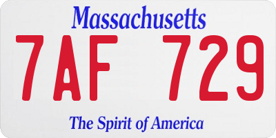 MA license plate 7AF729