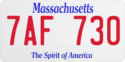 MA license plate 7AF730