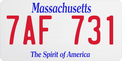 MA license plate 7AF731