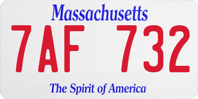 MA license plate 7AF732
