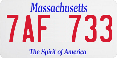 MA license plate 7AF733