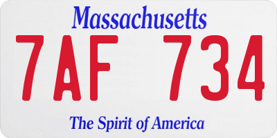 MA license plate 7AF734