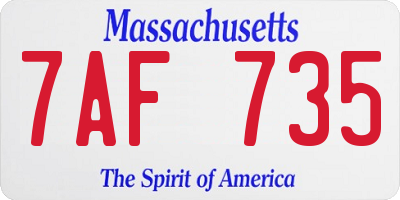 MA license plate 7AF735