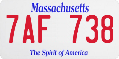 MA license plate 7AF738