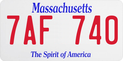 MA license plate 7AF740