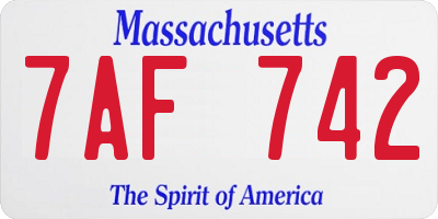 MA license plate 7AF742