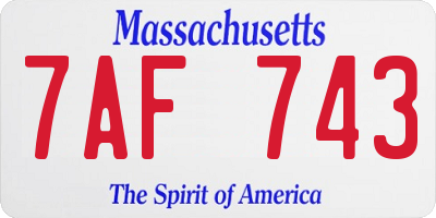 MA license plate 7AF743