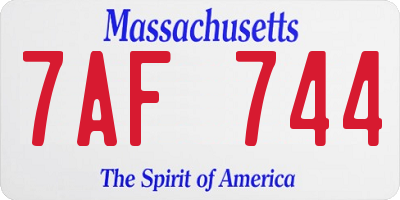 MA license plate 7AF744