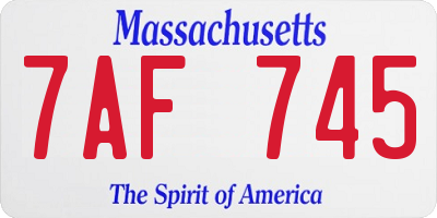 MA license plate 7AF745