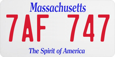 MA license plate 7AF747