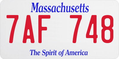 MA license plate 7AF748