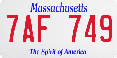 MA license plate 7AF749