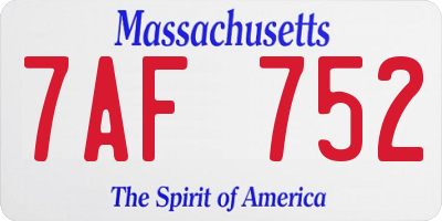 MA license plate 7AF752