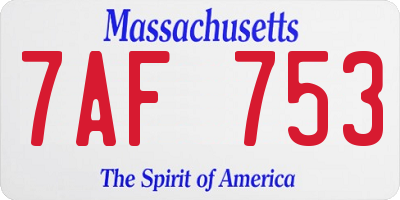 MA license plate 7AF753