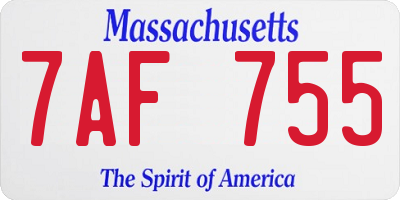 MA license plate 7AF755