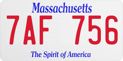 MA license plate 7AF756