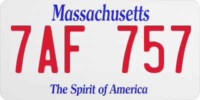 MA license plate 7AF757
