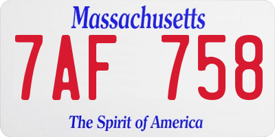 MA license plate 7AF758