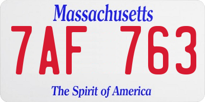 MA license plate 7AF763