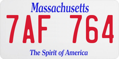 MA license plate 7AF764
