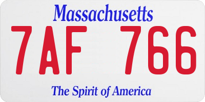 MA license plate 7AF766