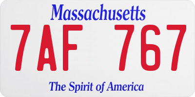 MA license plate 7AF767
