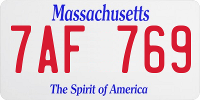 MA license plate 7AF769