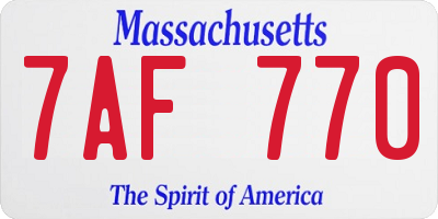 MA license plate 7AF770