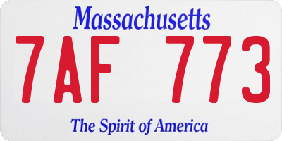 MA license plate 7AF773