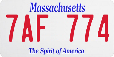 MA license plate 7AF774