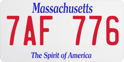 MA license plate 7AF776