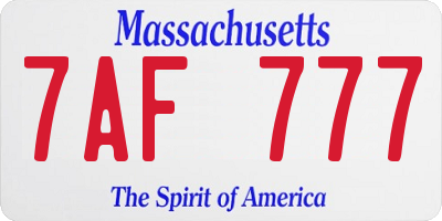 MA license plate 7AF777
