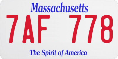 MA license plate 7AF778