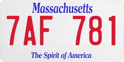 MA license plate 7AF781