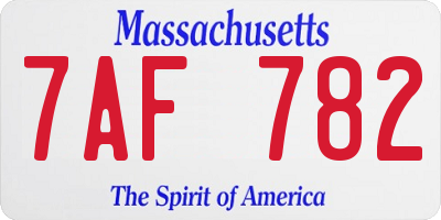 MA license plate 7AF782