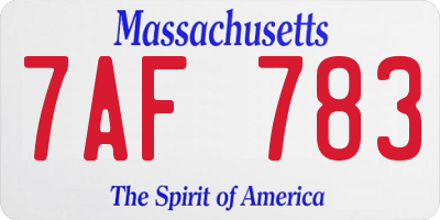 MA license plate 7AF783