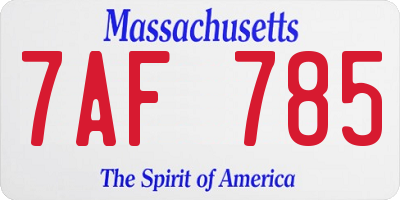 MA license plate 7AF785