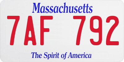 MA license plate 7AF792