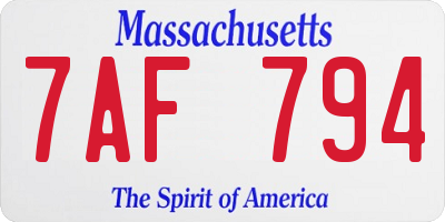 MA license plate 7AF794