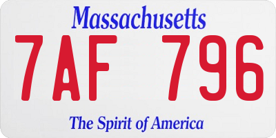MA license plate 7AF796